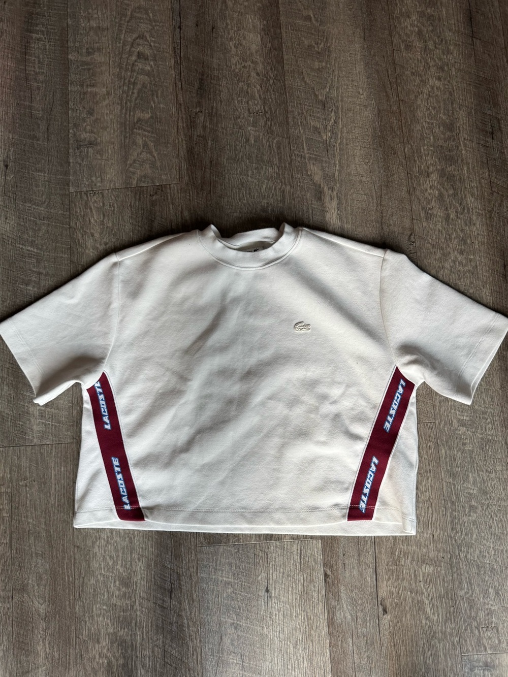 Lacoste Tape Side T-Shirt White Short Sleeve Women’s White Size 38